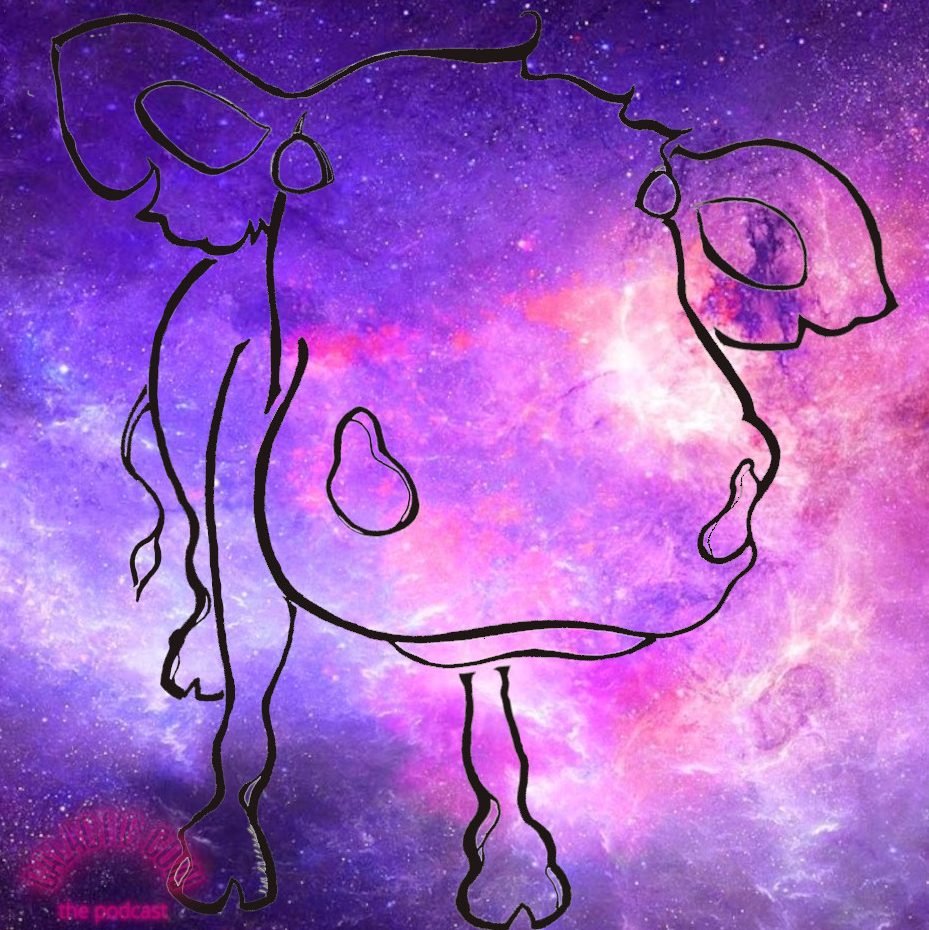 Galactica, the Galactic Cow, gazes sweetly at you, while a swirling, sparkling galaxy lives and breathes inside and around.