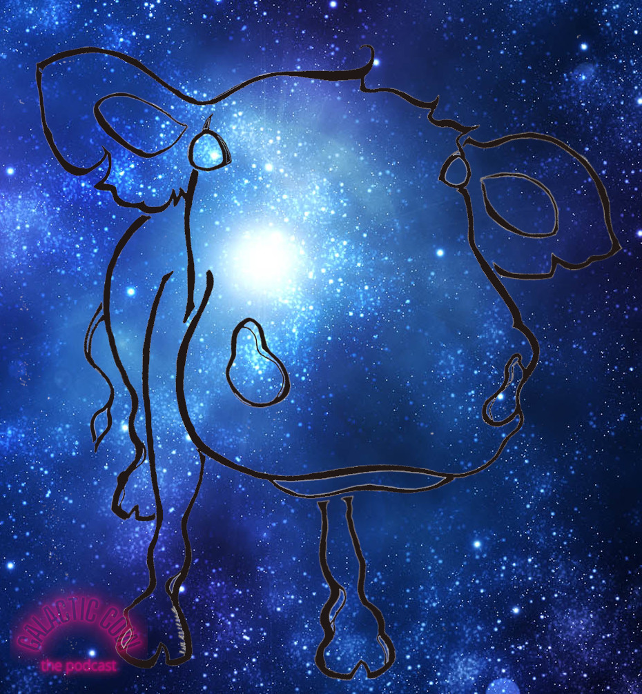 Galactic gazes sweetly at you, while gorgeous, swirling galaxies and universes move in and around her being. galacticcow.com